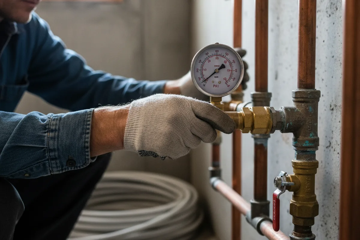 Pressure testing a repaired line during Water Line Repair in Elkton